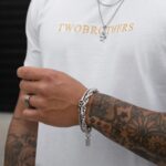 Pulseira para Homem entrelaçada em Aço Inoxidável da Twobrothers com bastantes detalhes, pulseira Inglewood.