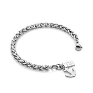 Pulseira para Homem em Aço Inoxidável -Pulseira com âncora para homem - marca portuguesa -Twobrothers - Pulseira Lakewood - Pulseiras masculinas com estilo - Pulseiras em aço inoxidável para homem