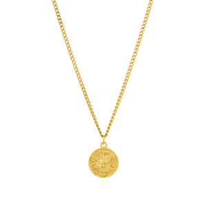 Colar em aço inoxidável dourado para homem com medalha de espirito Santo da Twobrothers