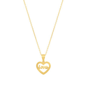 Colar Heart Love Gold para mulher produzido em aço inoxidável dourado pela marca Portuguesa Twobrothers.