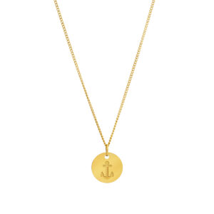 Colar Laurie em aço inoxidável dourado para mulher da marca portuguesa Twobrothers. Colar com medalha de uma âncora.