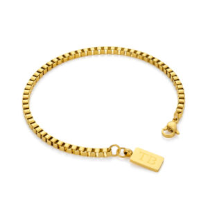 Pulseira Utica Gold para homem produzida em aço inoxidável dourado estilo corrente da marca Twobrothers.