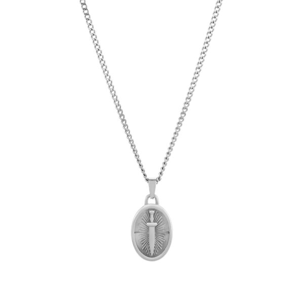 Colar Cowpens para homem em aço inoxidável com medalha e símbolo de espada da marca Twobrothers.