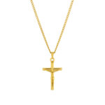 Colar Manassas Gold, para homem, em aço inoxidável Dourado com cruz de Jesus Cristo da marca Twobrothers.