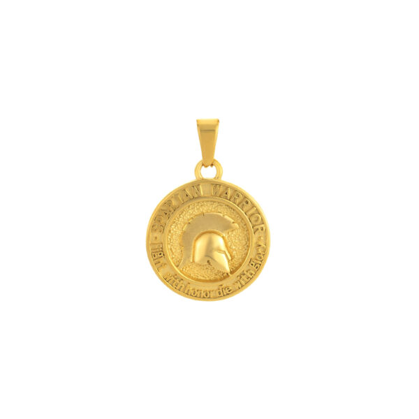 Pendente Medalha Gladiador Dourada, em aço inoxidável para colares.