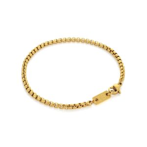 Pulseira corrente fina para homem Nyack, em aço inoxidável polido e dourado, da marca Portuguesa Twobrothers.