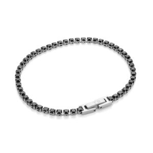 Bracelet pour Homme en acier inoxidable et pierres brillantes noirs