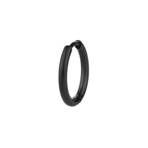 Boucle d'oreille en acier inoxydable Créoles noir pour Homme 12mm