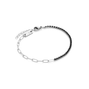 bracelet en acier inoxydable pour femme avec Brillantes Noirs