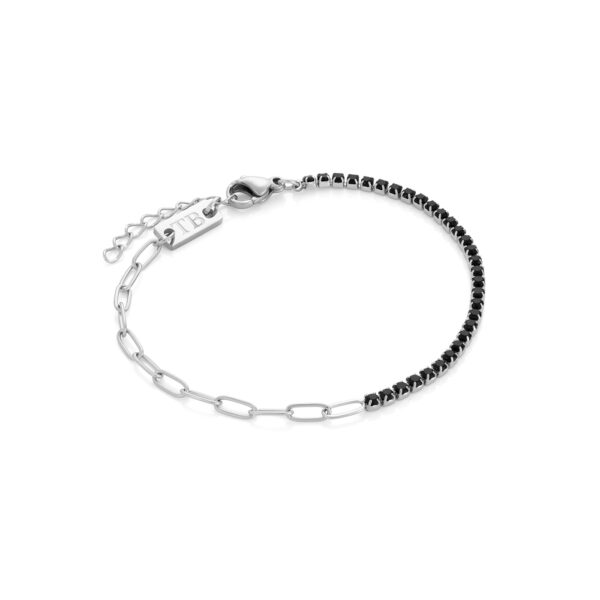 bracelet en acier inoxydable pour femme avec Brillantes Noirs