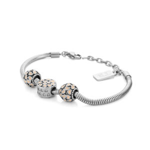 bracelet en acier inoxydable pour femme avec Coeurs Roses