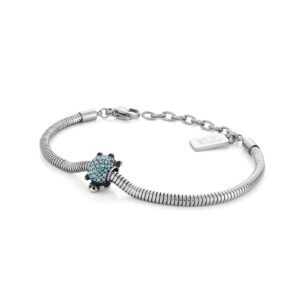 bracelet en acier inoxydable pour femme avec tortue bleue