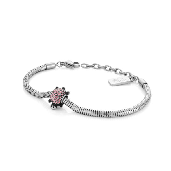bracelet en acier inoxydable pour femme avec tortue rose