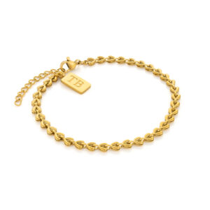 bracelet en acier inoxydable doré pour femme chaine de coeurs