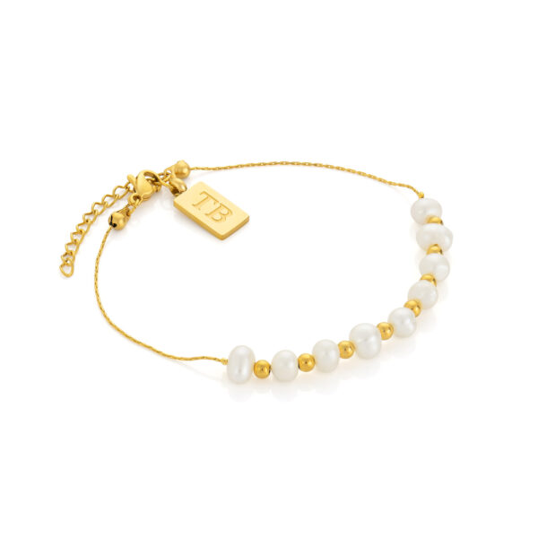 bracelet en acier inoxydable doré pour femme Claire avec perles