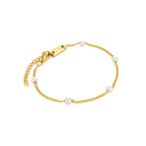 bracelet en acier inoxydable doré pour femme Lucy avec perles