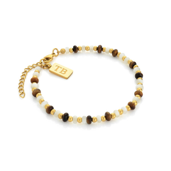 bracelet en acier inoxydable doré pour femme Margaret avec Pierres Naturelles
