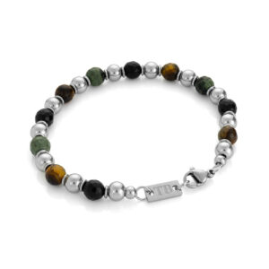 Bracelet pour Homme Boulder en acier inoxidable et pierres naturelles