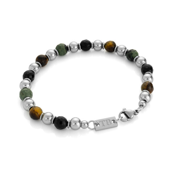 Bracelet pour Homme Boulder en acier inoxidable et pierres naturelles