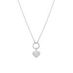 Collier pour femme en acier inoxydable argenté avec un pendentif en forme de cœur