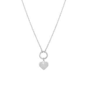 Collier pour femme en acier inoxydable argenté avec un pendentif en forme de cœur