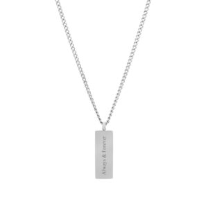 Collier pour femme en acier inoxydable argenté avec Plaque Personnalisée