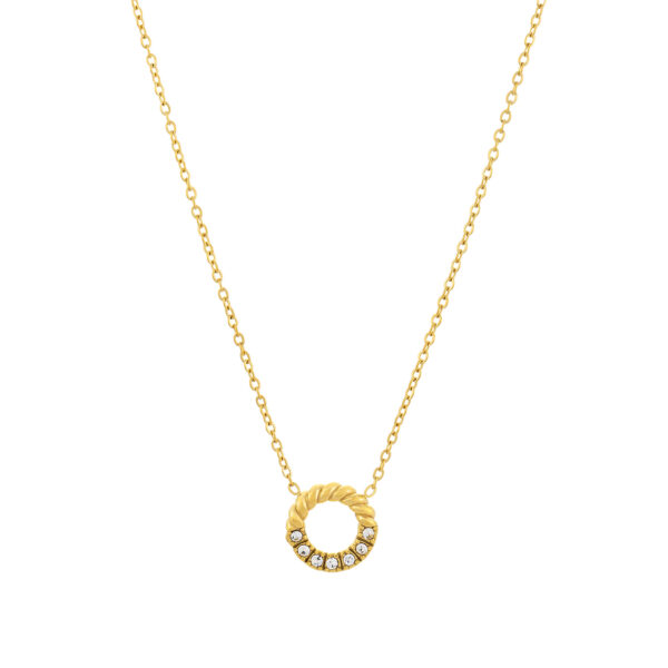 Collier pour femme en acier inoxydable doré avec Brilliantes