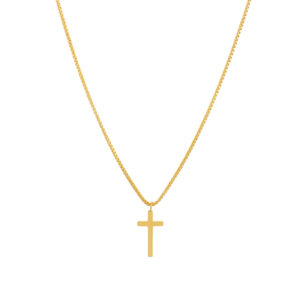 Collier pour femme en acier inoxydable doré avec pendentif en croix