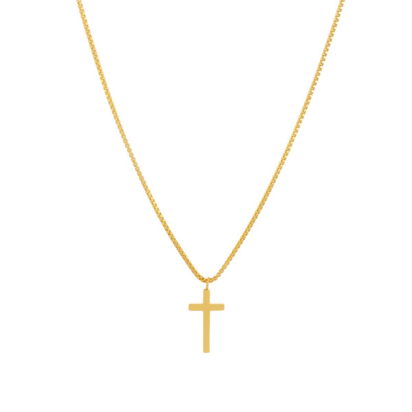 Collier pour femme en acier inoxydable doré avec pendentif en croix