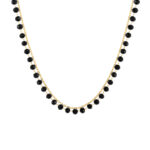 Collier pour femme en acier inoxydable doré avec Pierres Noires