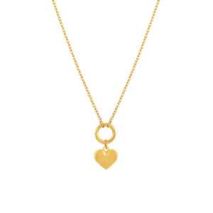 Collier pour femme en acier inoxydable doré avec un pendentif en forme de cœur