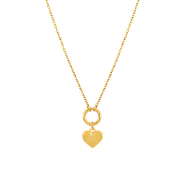 Collier pour femme en acier inoxydable doré avec un pendentif en forme de cœur