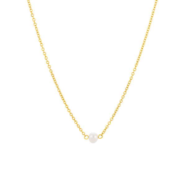 Collier pour femme en acier inoxydable doré avec une perle