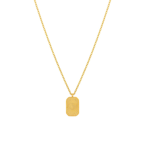 Collier pour femme en acier inoxydable doré avec un pendentif en forme de lune