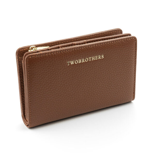 portefeuille pour femme Brenda en cuir véritable avec une texture granuleuse en marrón