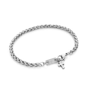 Bracelet argenté pour Homme en acier inoxidable avec pendentif croix