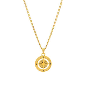Collier en acier inoxidable doré por homme newport compass