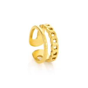 Bague pour femme en acier inoxydable doré – Modèle hannah