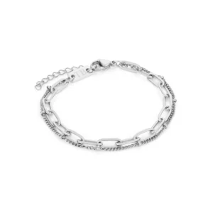 bracelet doble monique pour femme en acier inoxydable argenté