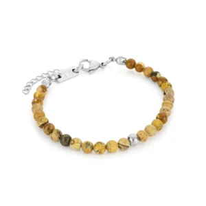 bracelet rachele pour femme en acier inoxydable argente et pierres naturelles