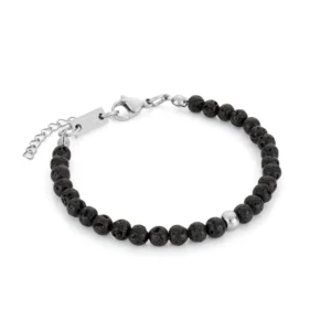 bracelet romy pour femme en acier inoxydable argente et pierres naturelles