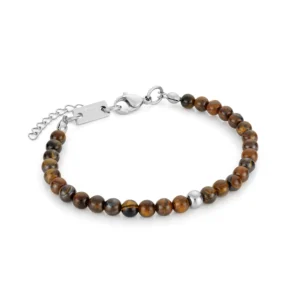 bracelet sylvie pour femme en acier inoxydable argente et pierres naturelles
