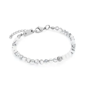 bracelet pour femme en acier inoxydable argente et pierres naturelles modele white springs