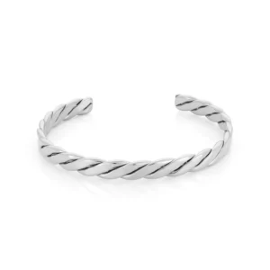 bracelet jonc pour femme en acier inoxydable argenté modele flora