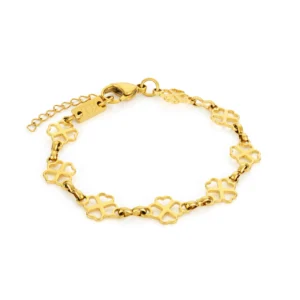 bracelet avec trefles pour femme en acier inoxydable dore