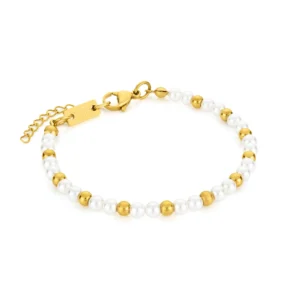 bracelet carlotta pour femme en acier inoxydable dore et pierres naturelles