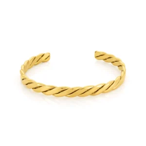 bracelet jonc pour femme doré en acier inoxydable modele flora