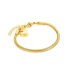 bracelet doré fresno pour femme en acier inoxydable avec un pendentif en forme de coeur