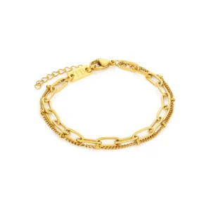 bracelet double monique en acyer inoxydable dore pour femme