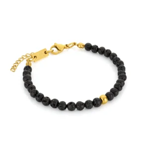 bracelet romy pour femme en acier inoxydable dore et pierres naturelles